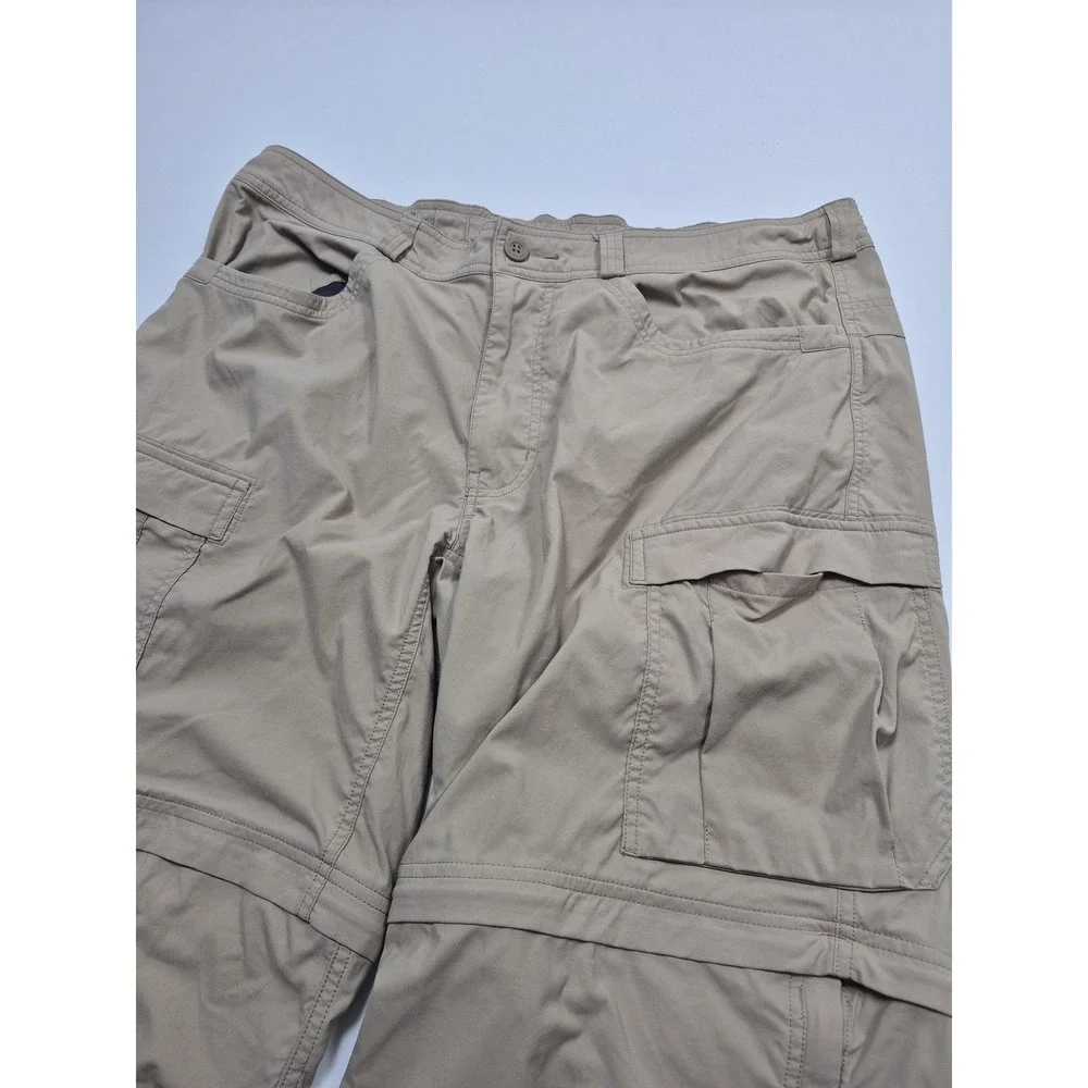 REI Co-op Convertible Pants Mens 40x30 Beige Hiking Zip Pocket Stretch Outdoor
